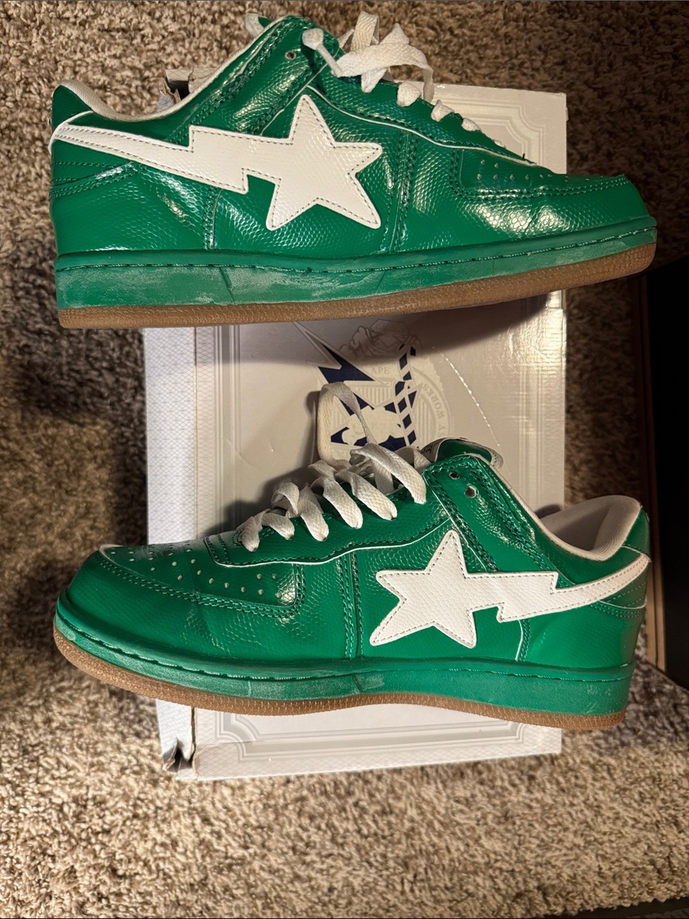 Bape STA Low-Top Sneakers in Green and White